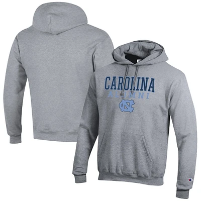 Men's Champion Gray North Carolina Tar Heels Alumni Logo Stack Pullover Hoodie