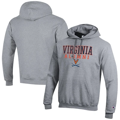 Men's Champion Gray Virginia Cavaliers Alumni Logo Stack Pullover Hoodie