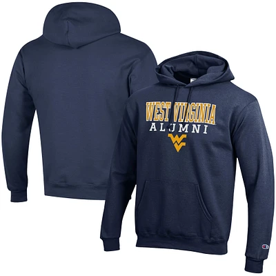 Men's Champion Navy West Virginia Mountaineers Alumni Logo Stack Pullover Hoodie