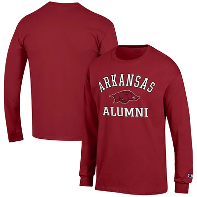 Men's Champion Cardinal Arkansas Razorbacks Alumni Logo Long Sleeve T-Shirt