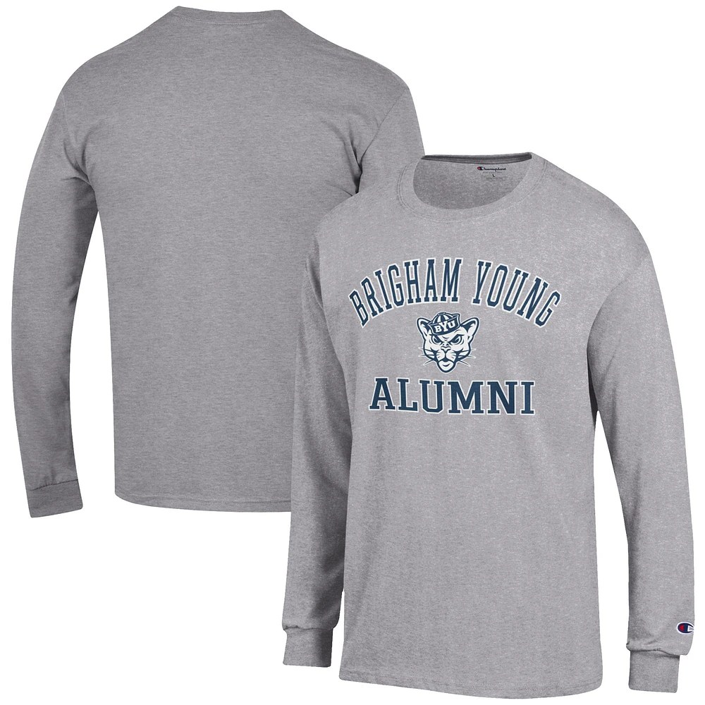 Men's Champion Gray BYU Cougars Alumni Logo Long Sleeve T-Shirt