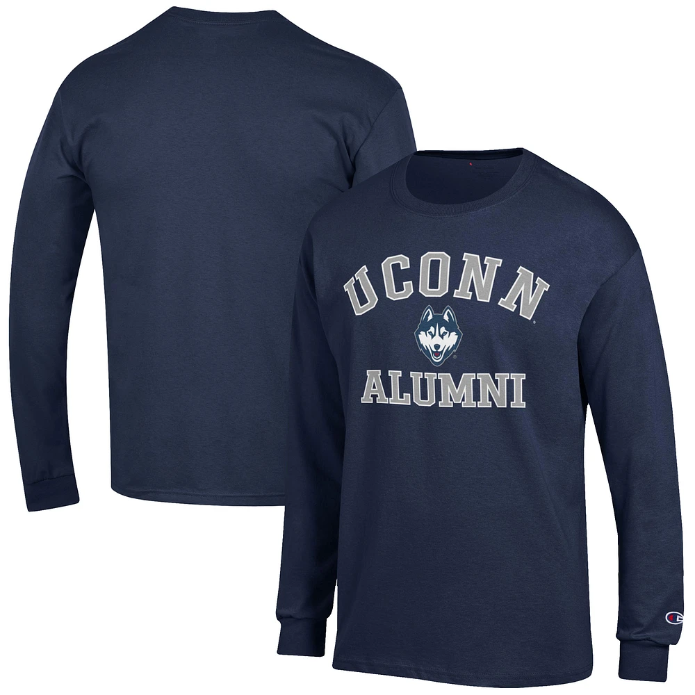 Men's Champion Navy UConn Huskies Alumni Logo Long Sleeve T-Shirt