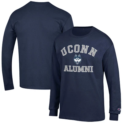 Men's Champion Navy UConn Huskies Alumni Logo Long Sleeve T-Shirt