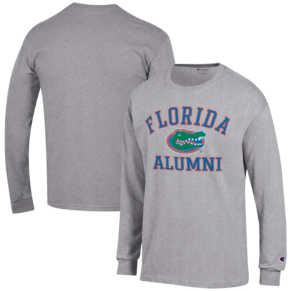 Men's Champion Gray Florida Gators Alumni Logo Long Sleeve T-Shirt