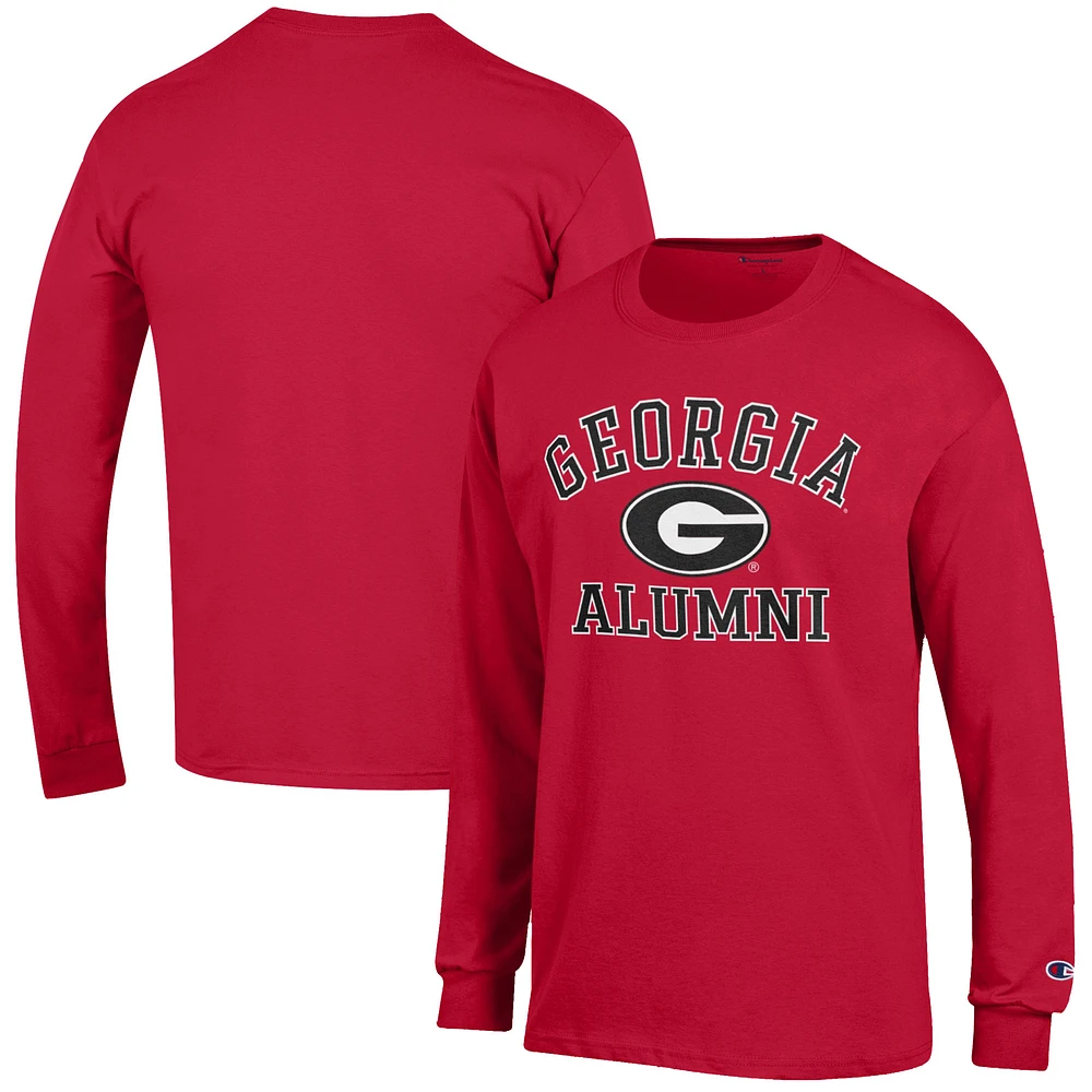 Men's Champion Red Georgia Bulldogs Alumni Logo Long Sleeve T-Shirt
