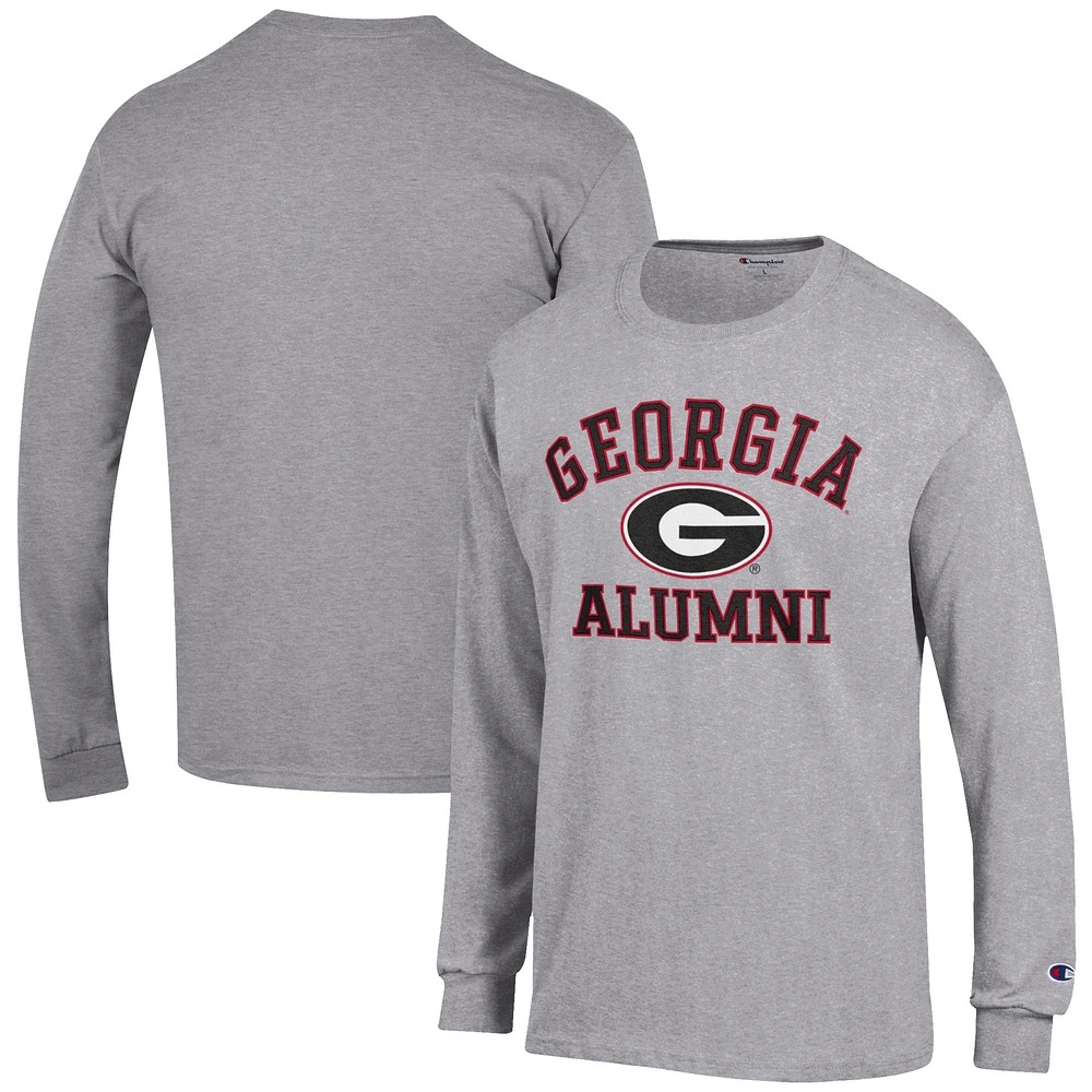 Men's Champion Gray Georgia Bulldogs Alumni Logo Long Sleeve T-Shirt