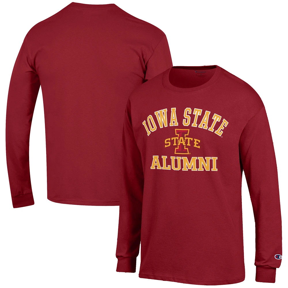 Men's Champion Cardinal Iowa State Cyclones Alumni Logo Long Sleeve T-Shirt