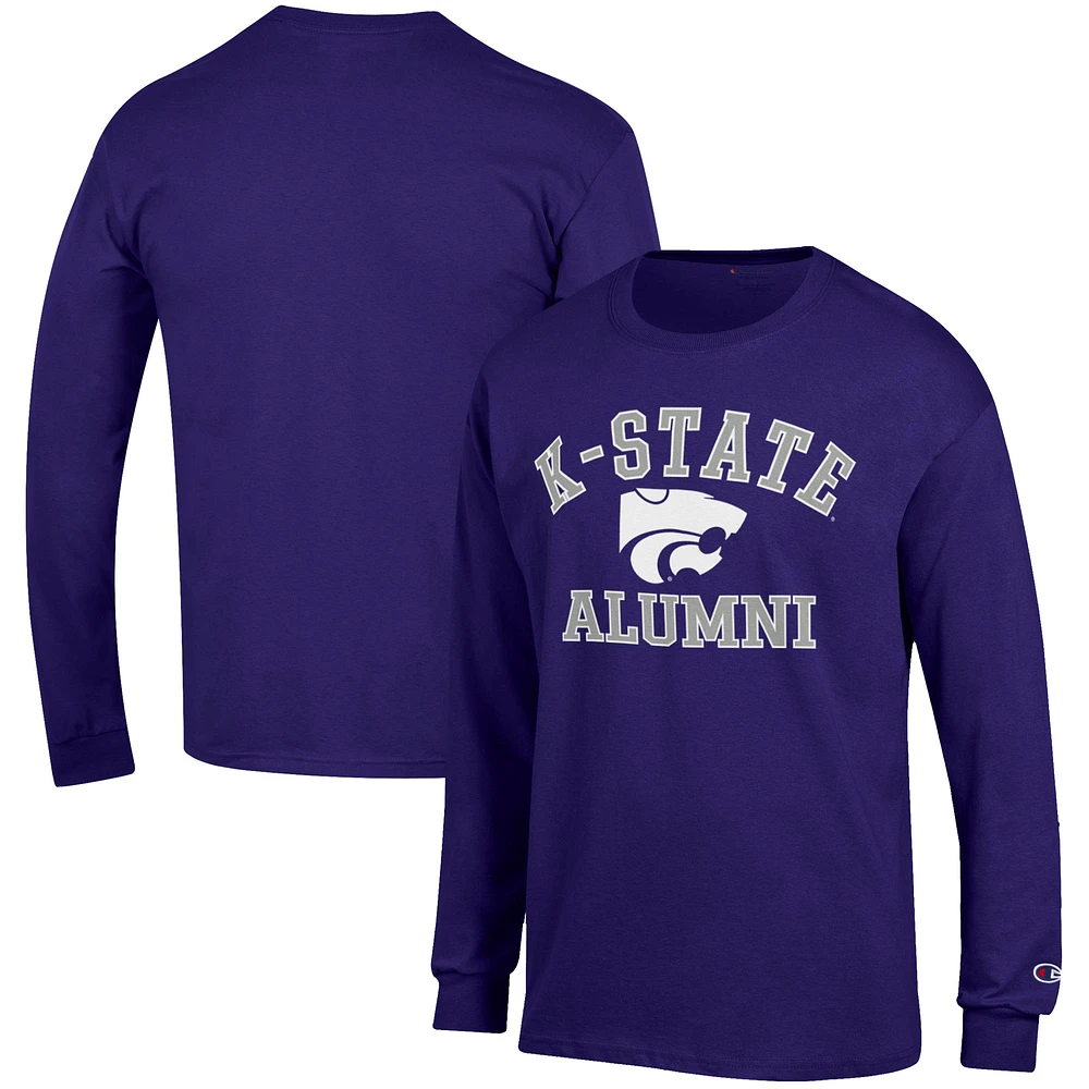 Men's Champion Purple Kansas State Wildcats Alumni Logo Long Sleeve T-Shirt