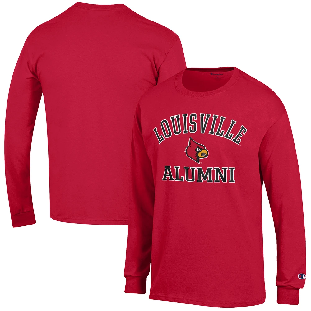 Men's Champion Red Louisville Cardinals Alumni Logo Long Sleeve T-Shirt