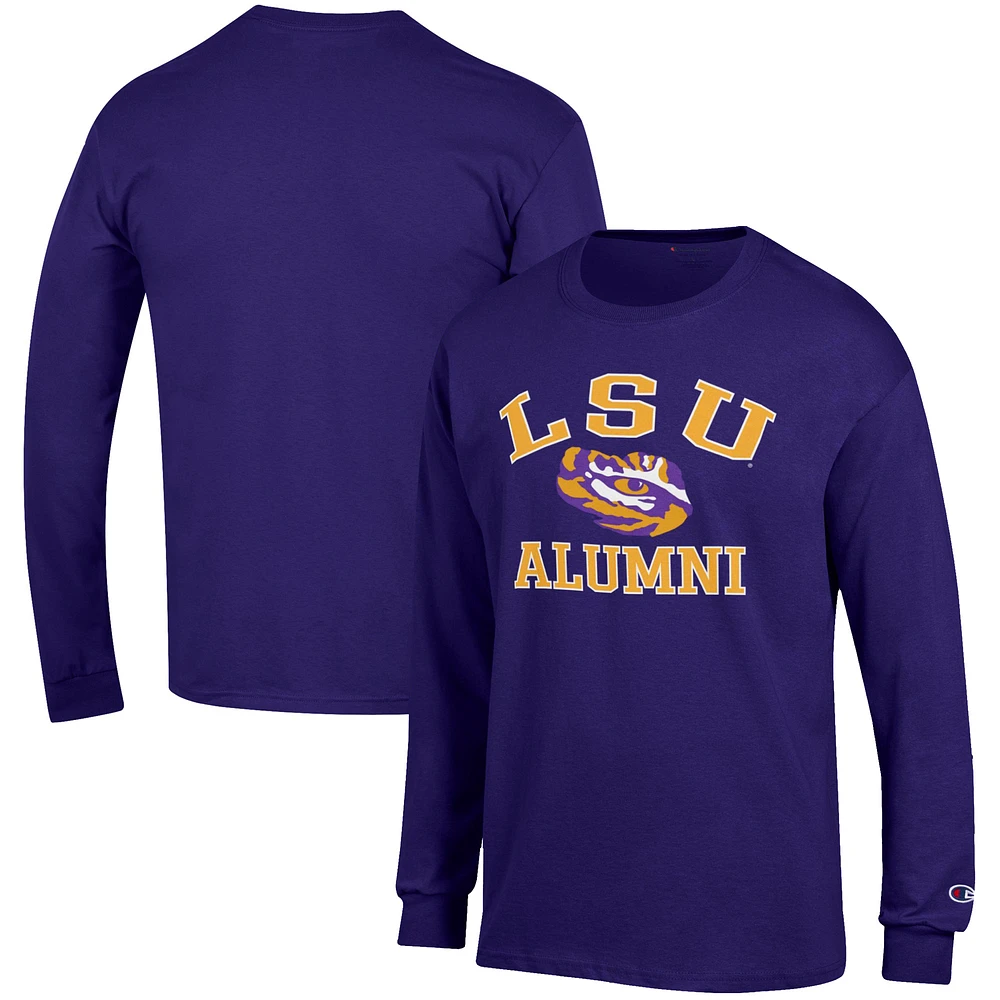 Men's Champion Purple LSU Tigers Alumni Logo Long Sleeve T-Shirt