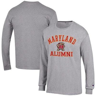 Men's Champion Gray Maryland Terrapins Alumni Logo Long Sleeve T-Shirt