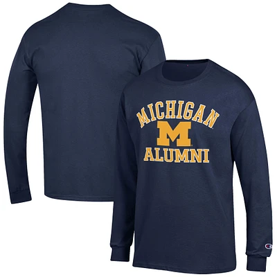 Men's Champion Navy Michigan Wolverines Alumni Logo Long Sleeve T-Shirt