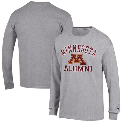 Men's Champion Gray Minnesota Golden Gophers Alumni Logo Long Sleeve T-Shirt