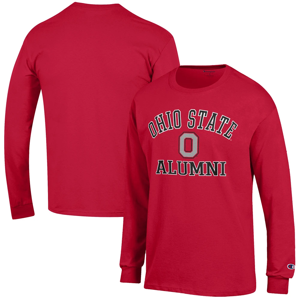 Men's Champion Scarlet Ohio State Buckeyes Alumni Logo Long Sleeve T-Shirt