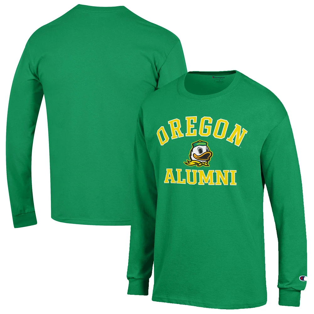 Men's Champion Green Oregon Ducks Alumni Logo Long Sleeve T-Shirt