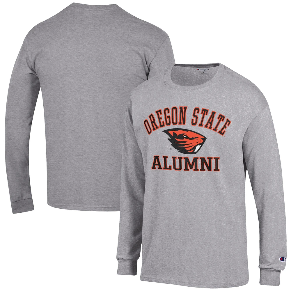 Men's Champion Gray Oregon State Beavers Alumni Logo Long Sleeve T-Shirt