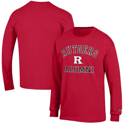 Men's Champion Scarlet Rutgers Knights Alumni Logo Long Sleeve T-Shirt