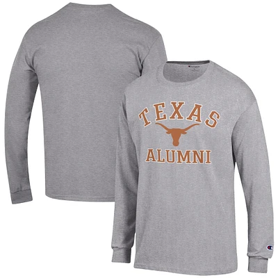 Men's Champion Gray Texas Longhorns Alumni Logo Long Sleeve T-Shirt