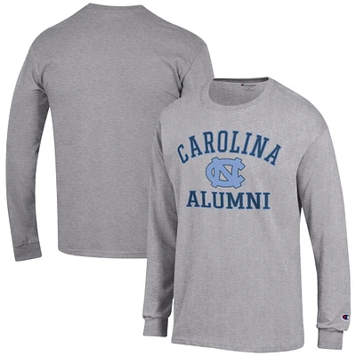Men's Champion Gray North Carolina Tar Heels Alumni Logo Long Sleeve T-Shirt