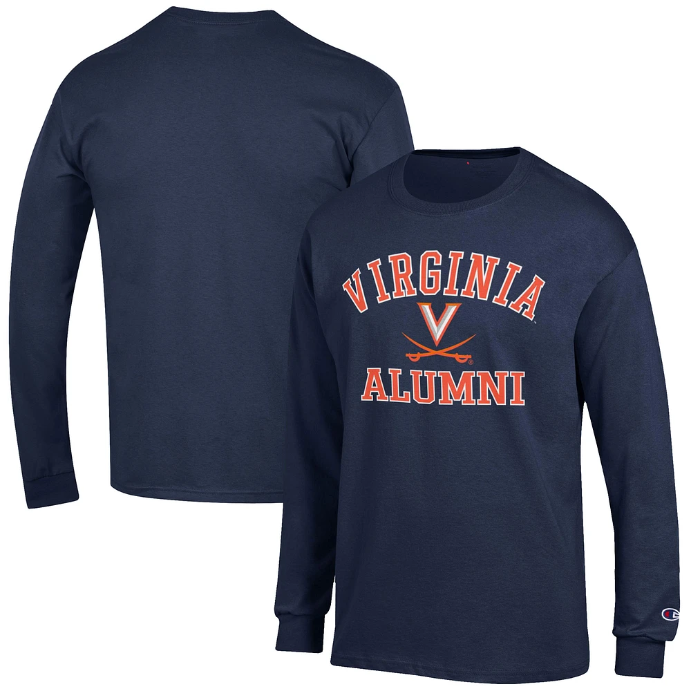 Men's Champion Navy Virginia Cavaliers Alumni Logo Long Sleeve T-Shirt