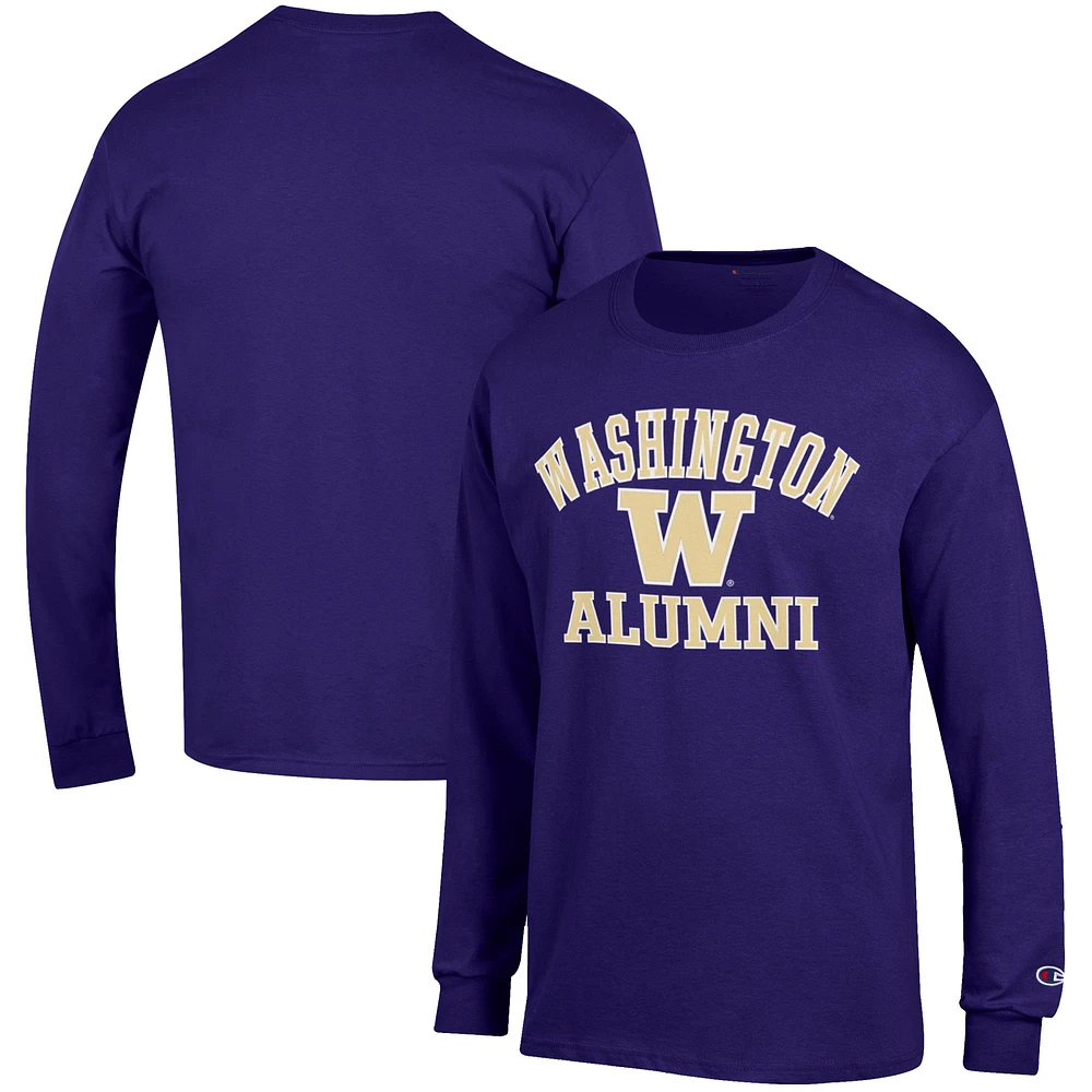 Men's Champion Purple Washington Huskies Alumni Logo Long Sleeve T-Shirt