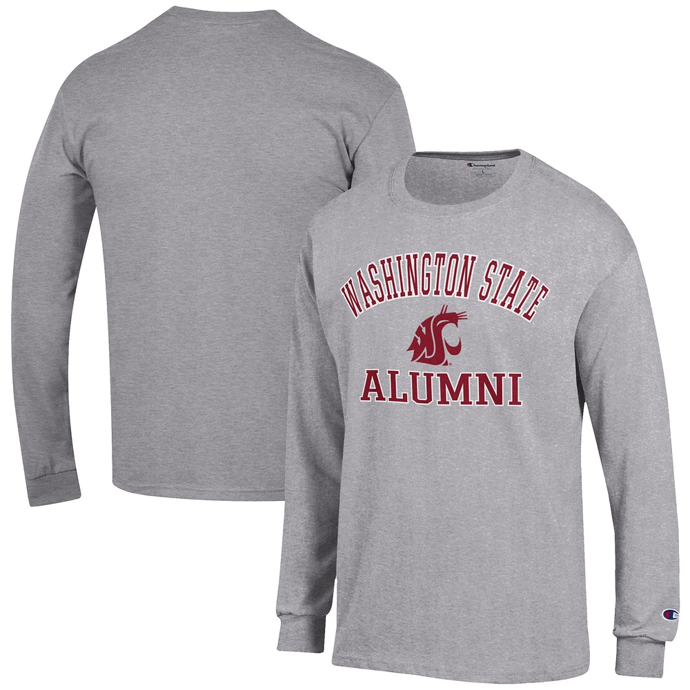 Men's Champion Gray Washington State Cougars Alumni Logo Long Sleeve T-Shirt