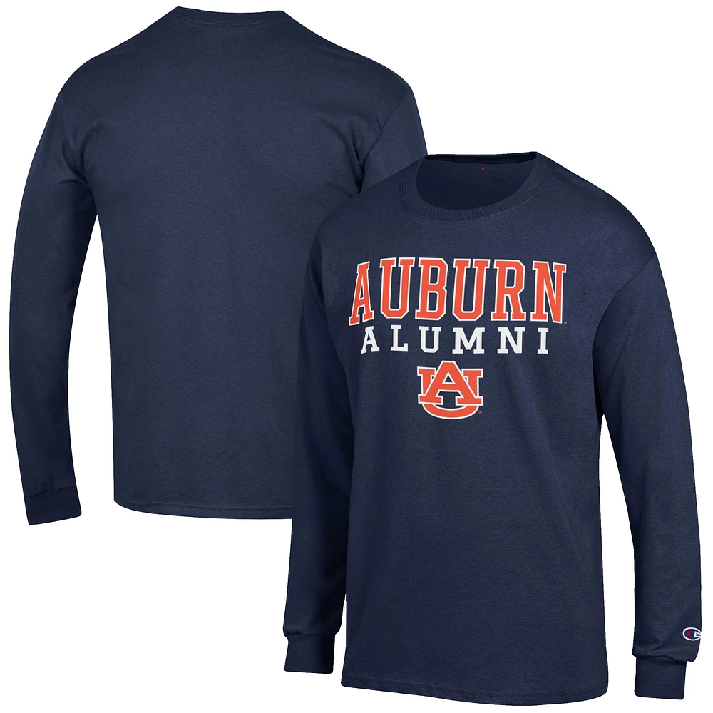 Men's Champion Navy Auburn Tigers Alumni Logo Stack Long Sleeve T-Shirt