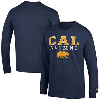 Men's Champion Navy Cal Bears Alumni Logo Stack Long Sleeve T-Shirt