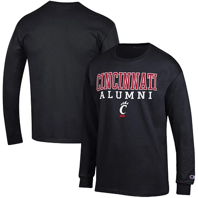 Men's Champion  Black Cincinnati Bearcats Alumni Logo Stack Long Sleeve T-Shirt