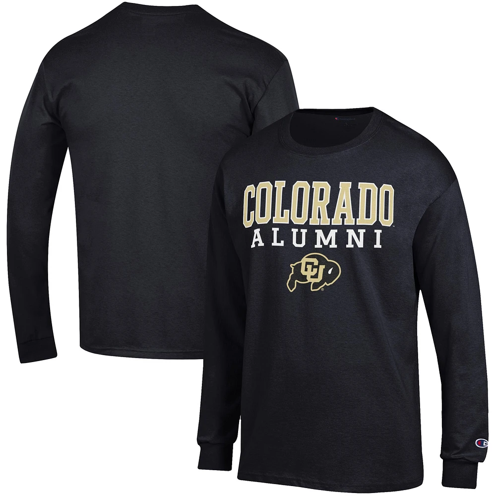 Men's Champion Black Colorado Buffaloes Alumni Logo Stack Long Sleeve T-Shirt