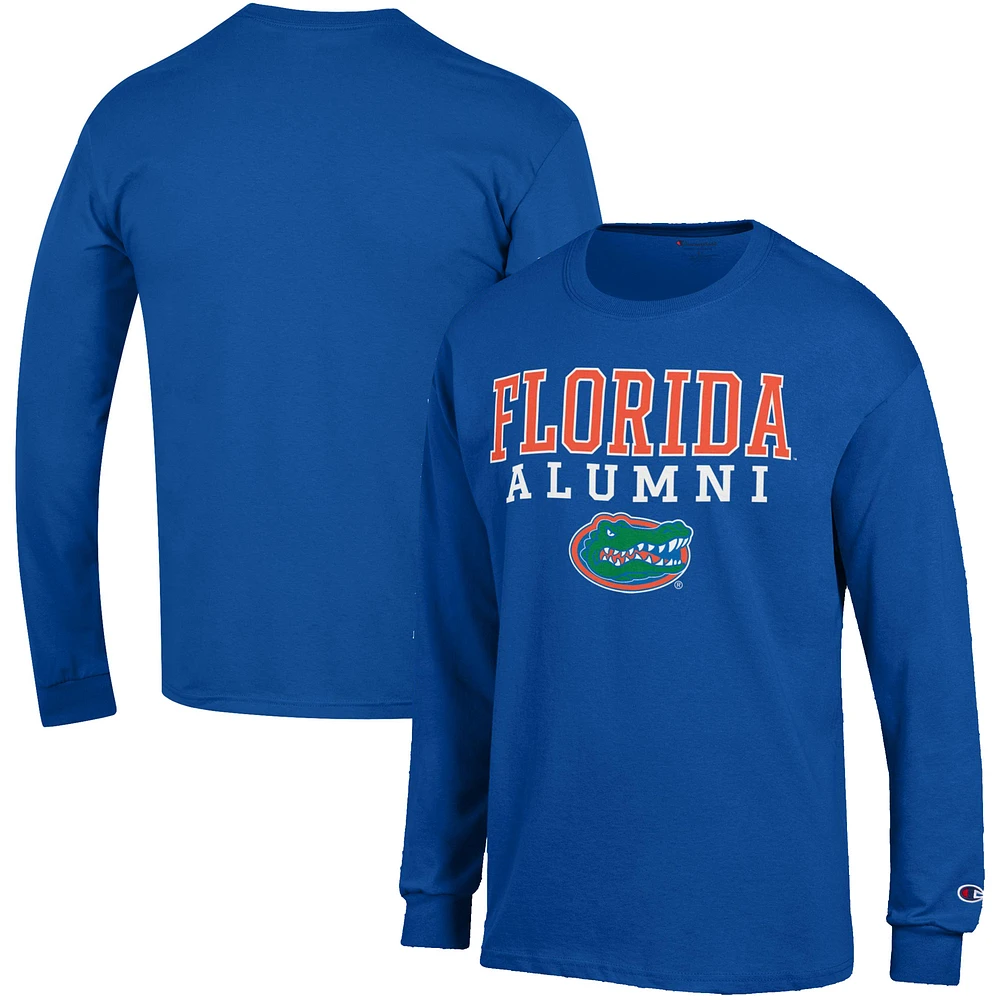 Men's Champion Royal Florida Gators Alumni Logo Stack Long Sleeve T-Shirt