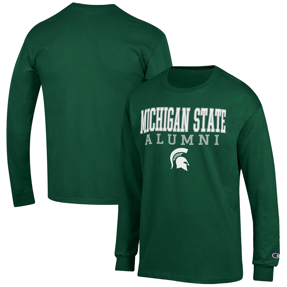 Men's Champion Michigan State Spartans Alumni Logo Stack Long Sleeve T-Shirt