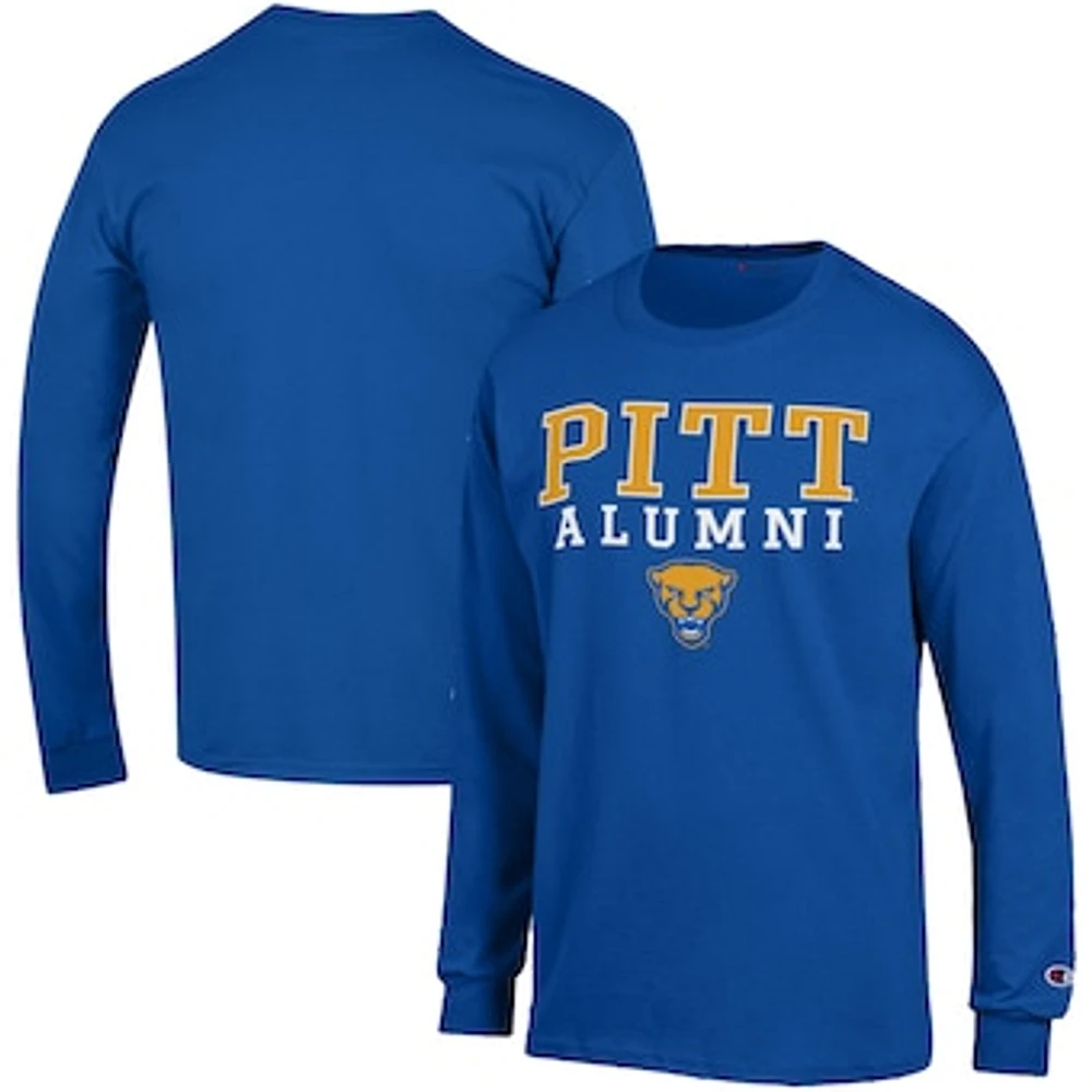 Men's Champion Royal Pitt Panthers Alumni Logo Stack Long Sleeve T-Shirt