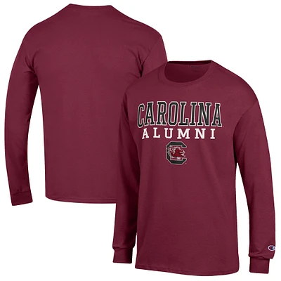 Men's Champion Garnet South Carolina Gamecocks Alumni Logo Stack Long Sleeve T-Shirt