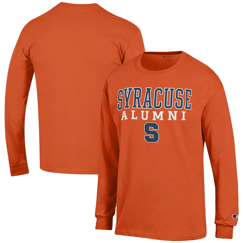 Men's Champion Orange Syracuse Alumni Logo Stack Long Sleeve T-Shirt