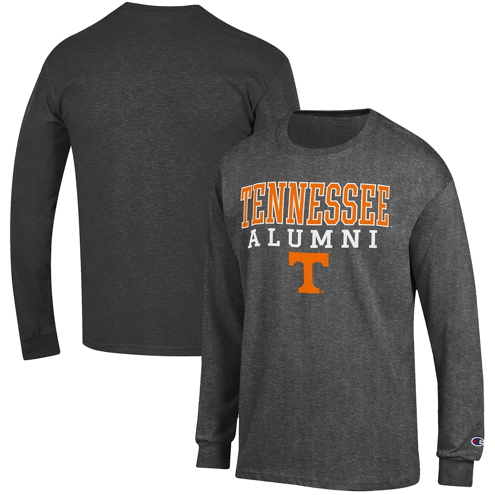 Men's Champion Charcoal Tennessee Volunteers Alumni Logo Stack Long Sleeve T-Shirt