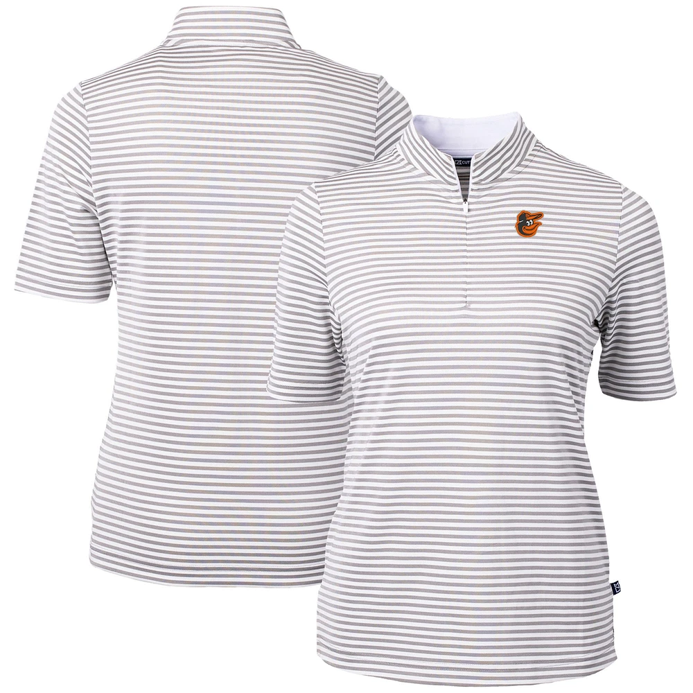 Women's Cutter & Buck Gray Baltimore Orioles Virtue Eco Pique Stripe Top