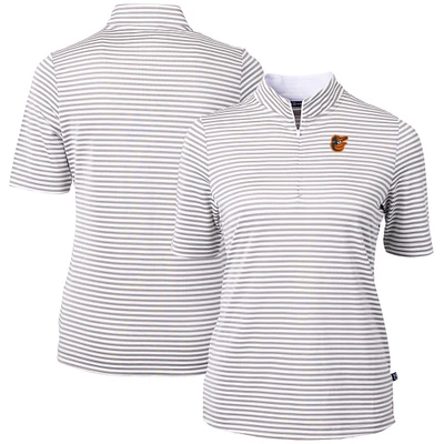 Women's Cutter & Buck Gray Baltimore Orioles Virtue Eco Pique Stripe Top