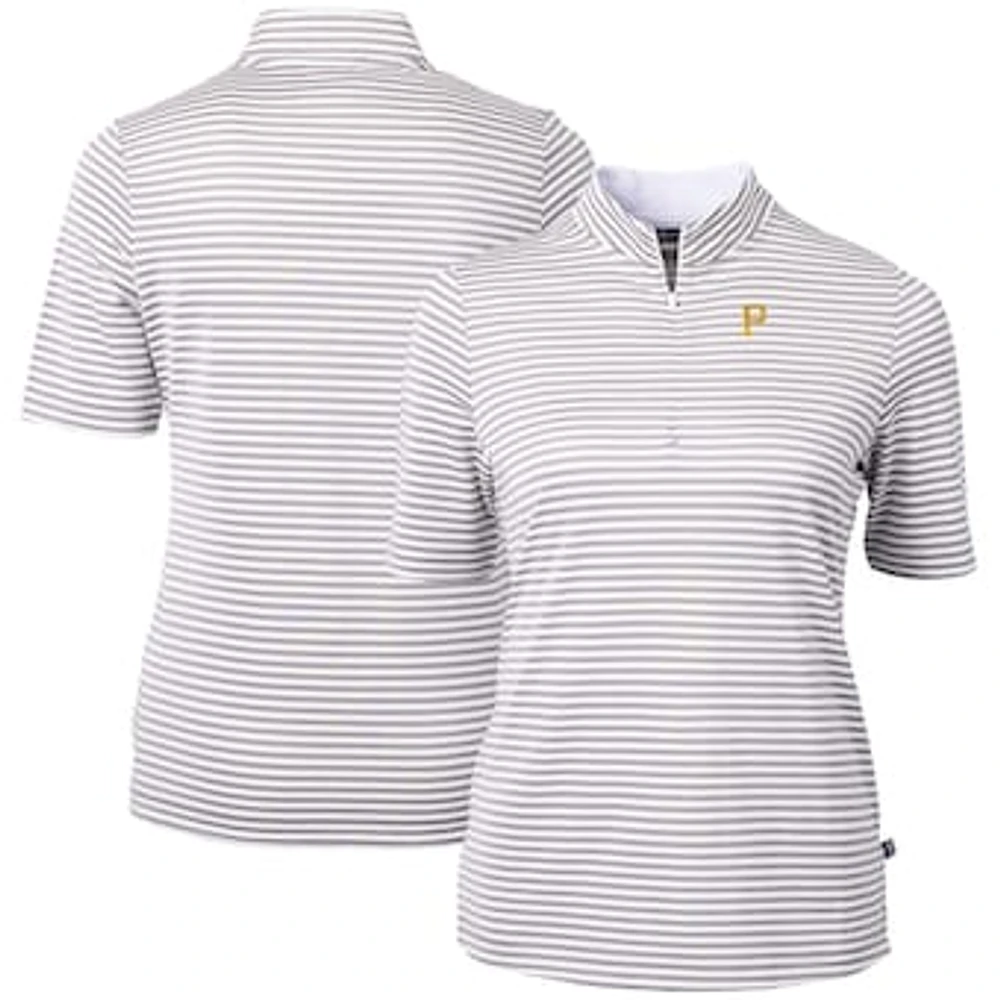 Women's Cutter & Buck Gray Pittsburgh Pirates Virtue Eco Pique Stripe Top