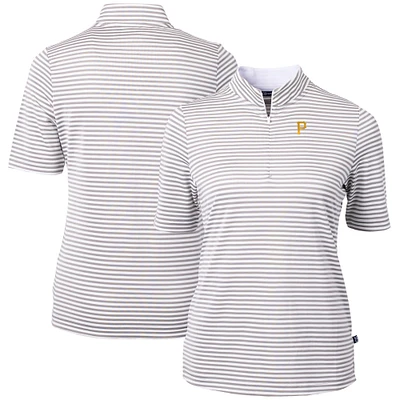 Women's Cutter & Buck Gray Pittsburgh Pirates Virtue Eco Pique Stripe Top