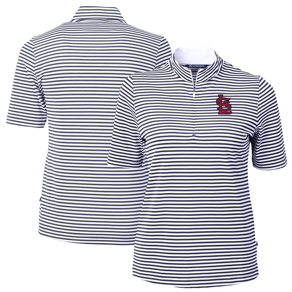 Women's Cutter & Buck Navy St. Louis Cardinals Virtue Eco Pique Stripe Top