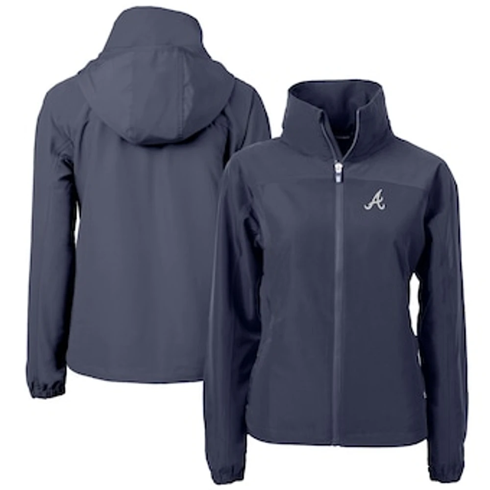 Women's Cutter & Buck Navy Atlanta Braves Charter Eco Recycled Full-Zip Jacket