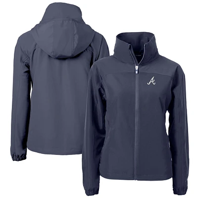 Women's Cutter & Buck Navy Atlanta Braves Charter Eco Recycled Full-Zip Jacket