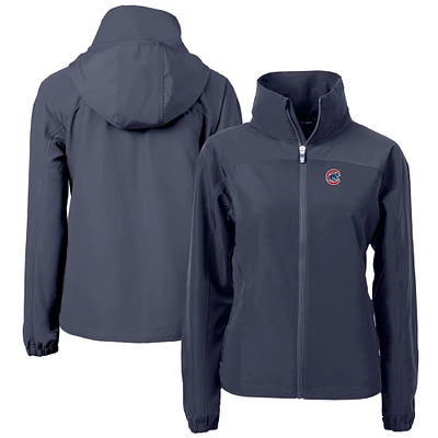 Women's Cutter & Buck Navy Chicago Cubs Charter Eco Recycled Full-Zip Jacket