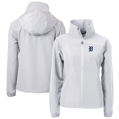 Women's Cutter & Buck Gray Detroit Tigers Charter Eco Recycled Full-Zip Jacket