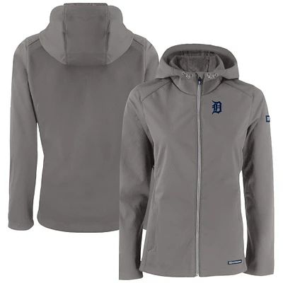 Women's Cutter & Buck Gray Detroit Tigers Evoke Eco Softshell Recycled Full-Zip Jacket