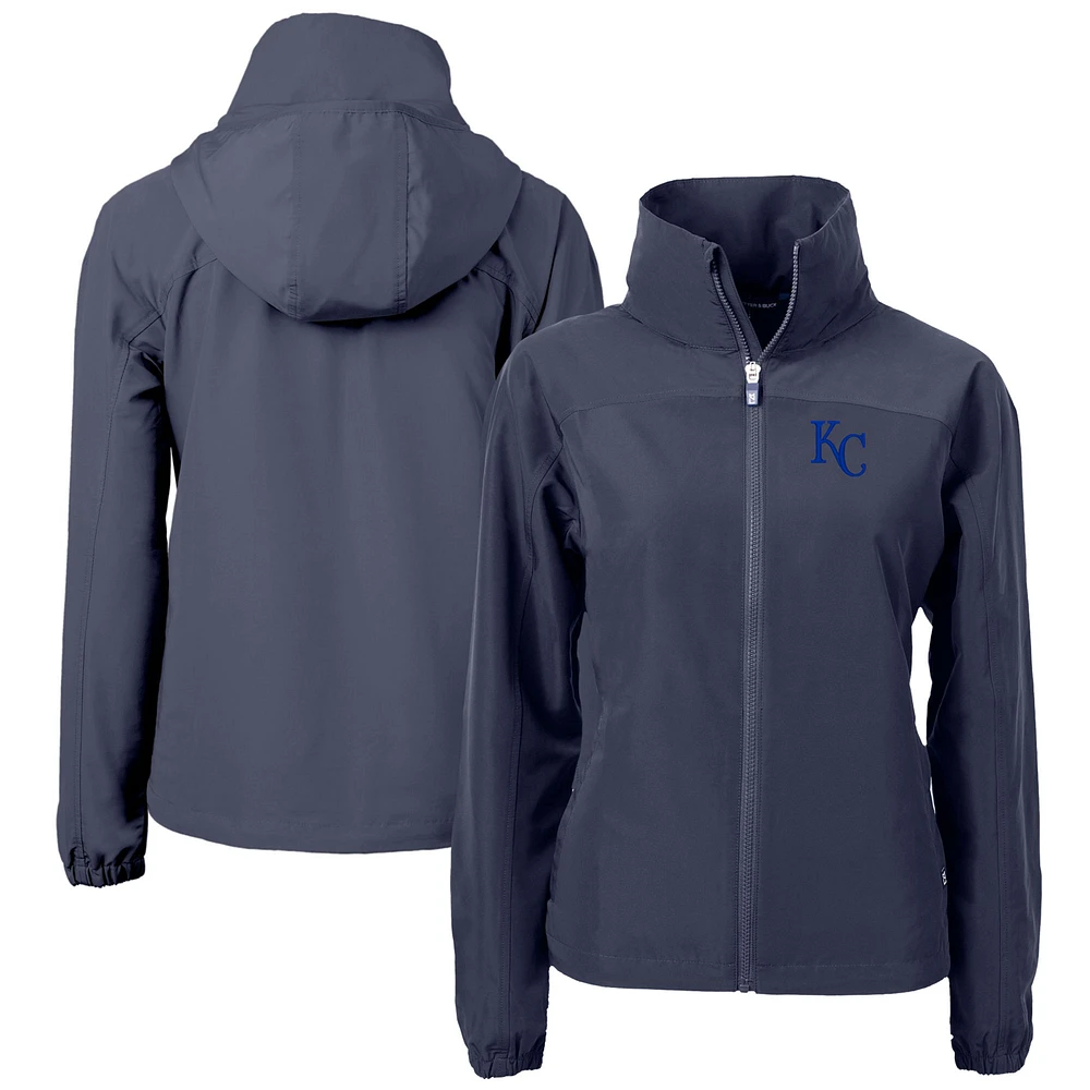 Women's Cutter & Buck Navy Kansas City Royals Charter Eco Recycled Full-Zip Jacket