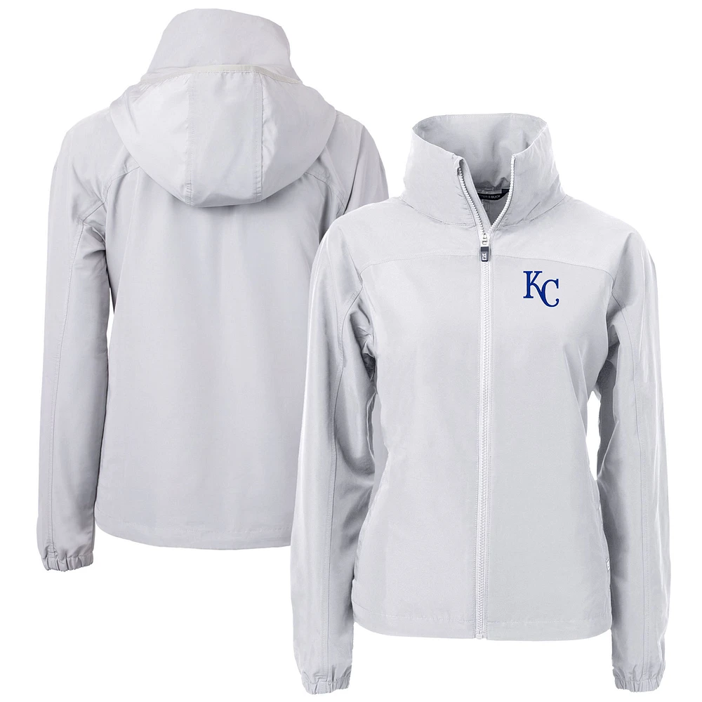 Women's Cutter & Buck Gray Kansas City Royals Charter Eco Recycled Full-Zip Jacket
