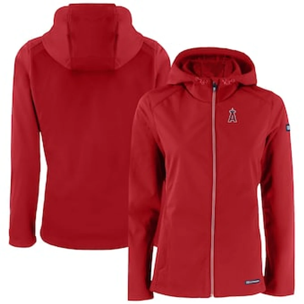 Women's Cutter & Buck Red Los Angeles Angels Evoke Eco Softshell Recycled Full-Zip Jacket