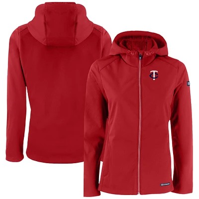 Women's Cutter & Buck Red Minnesota Twins Evoke Eco Softshell Recycled Full-Zip Jacket